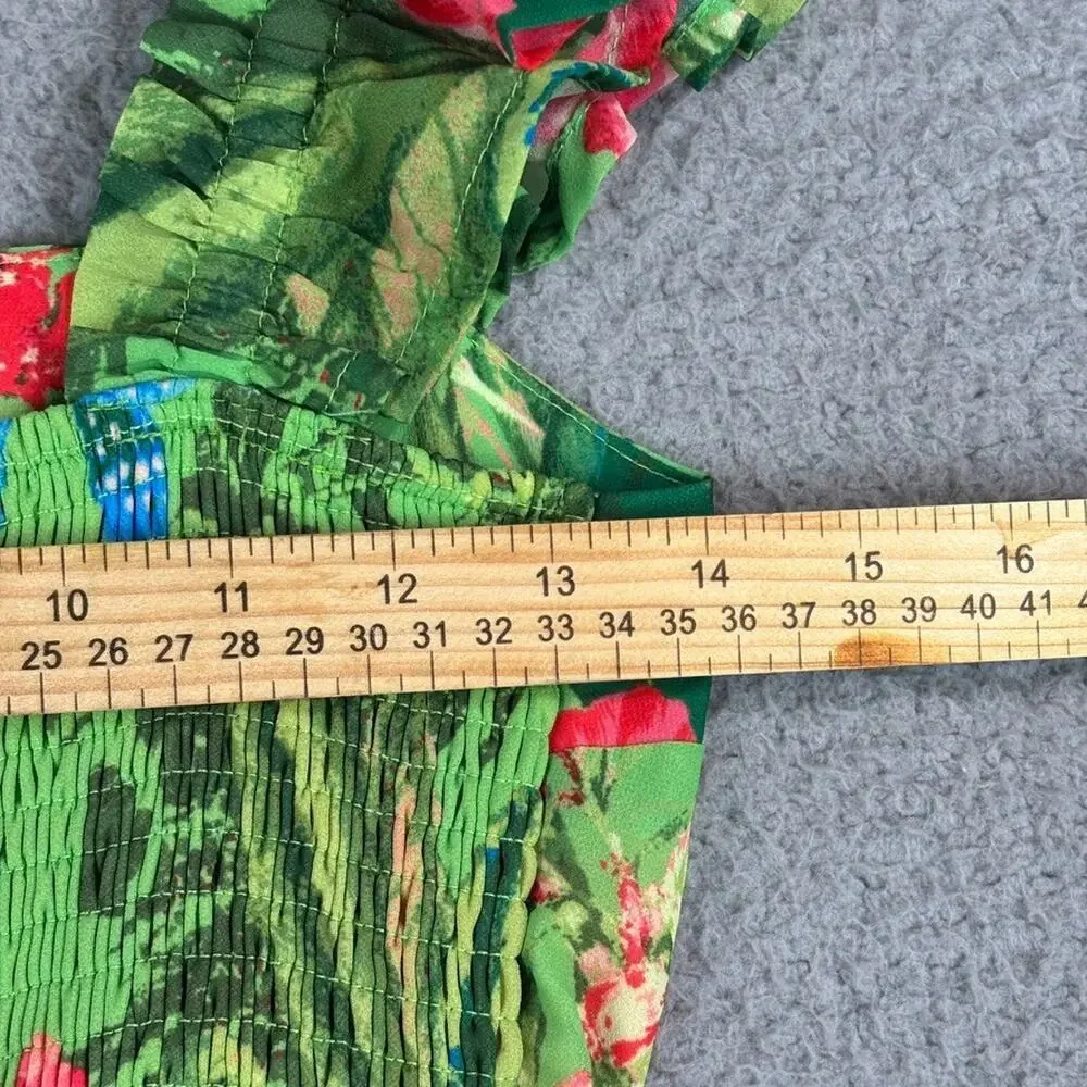 Avara Ivy Floral Tiered Maxi Dress Small Tropical Hawaiian Resort Smocked Back - Picture 9 of 13